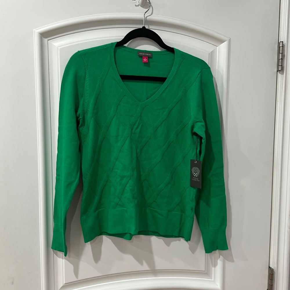 Vince Camuto cotton v-neck knit sweater size S 🐣